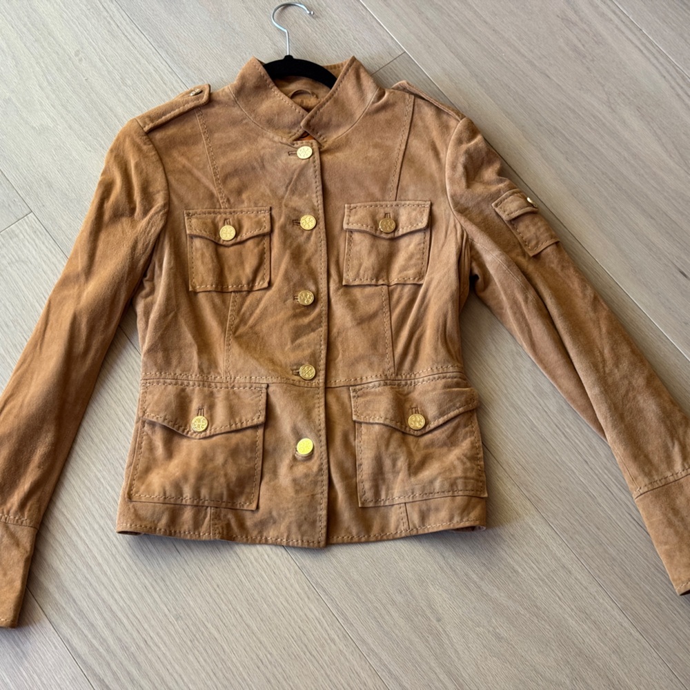 Tory Burch Suede Jacket with Gold Accents